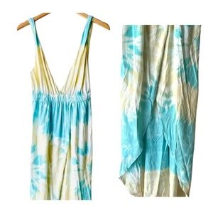 Gypsy 05 Blue Yellow Tie Dye Maxi Dress | 100% Cotton | Size S
